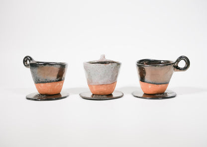 Set 3 cești espresso – Glazură metalică