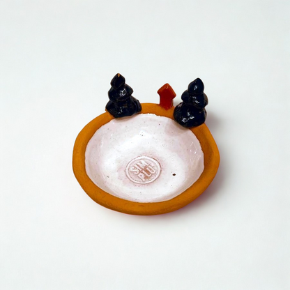 Suport lumânare ceramic „Căsuța din pădure”